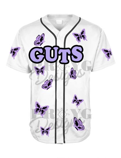 White Olivia Rodrigo Purple Glitter GUTS Tour 2024 trending Baseball Jersey