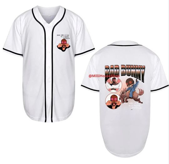 Bad Bunny Jersey, Black Baseball Jersey