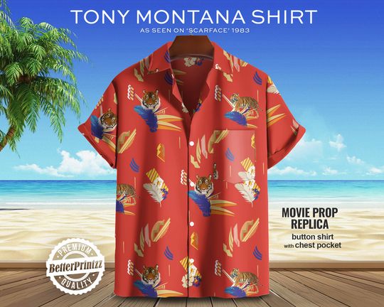 Tony Montana Hawaiian Shirt, Scarface Aloha Shirt Replica