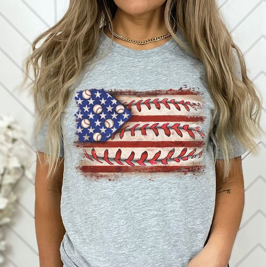 4th of July Baseball Flag Shirt for Women, Custom Shirts for Women, Personalized Shirts for Women