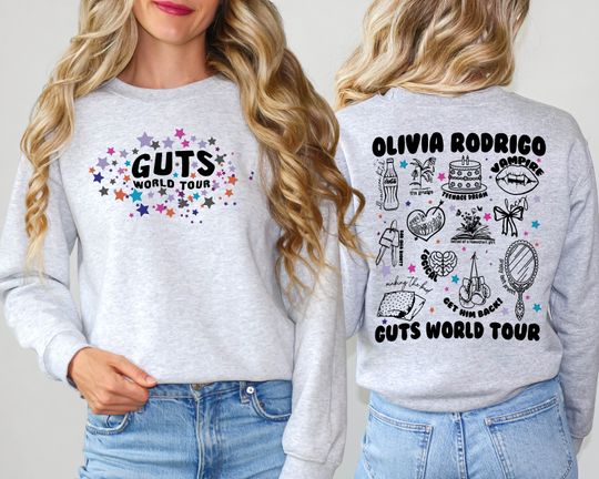 Olivia Rodrigo Guts Tour 2024 Sweatshirt, Olivia Rodrigo Fans Shirt, Guts World Tour Shirt, Concert Shirt, Olivia Guts Merch, Gift for Her