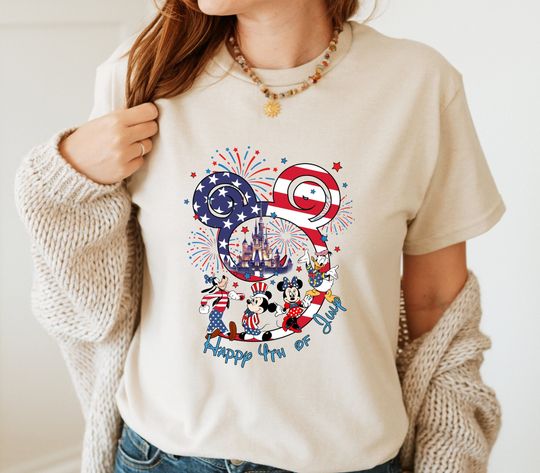 Mickey and Friends Disney 4th of July T-shirt, Disney American Patriotic T-shirt, Disney Happy Independence Day 2024 T-shirt, Fourth of July