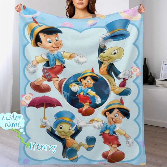 Disney Pinocchio Blanket Flannel Couch Nap Blanket Bedding Valentine's Bedroom Birthday Child Gift