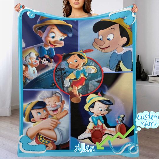Disney Pinocchio Blanket  Flannel Couch Nap Blanket Bedding Valentine's  Bedroom Birthday Child Gift