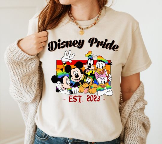 Rainbow Color Disney Pride T-shirt, Rainbow Mickey T-Shirt, Cartoon Mickey Tee, Rainbow Mouse Ears Shirt, Retro Disney Shirt