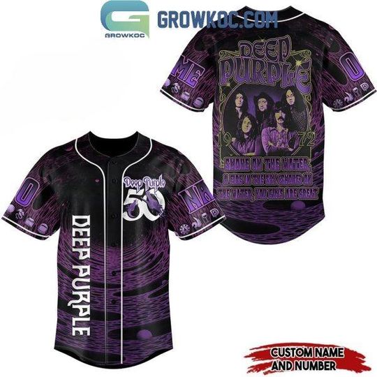 Personalized Deep Purple Smoke On The Water Baseball Jersey