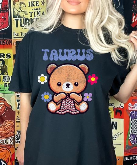 Vintage Taurus Teddy Bear Shirt, Zodiac Tshirt, May Birthday T-shirt