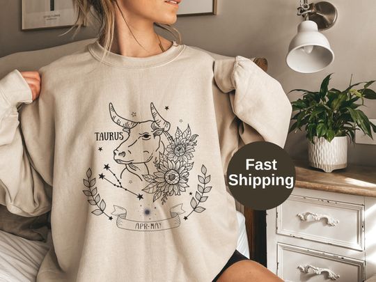 Retro Taurus Shirt, Cottage-core Star Sign Sweatshirt, Taurus Birthday Gift, Birthday Shirt For Women, Astrology Tee, Zodiac Graphic T-Shirt