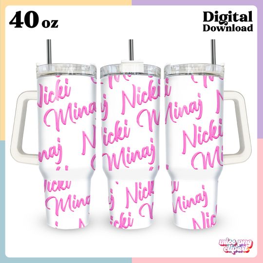 Nicki Minaj 40 Oz Quencher Tumbler Wrap Png Design for creating Queen Rap Fans gifts for Digital Download for Personal and Commercial Use