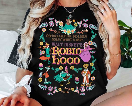 Retro Disney Robin Hood Floral Shirt, Little John Alan-A-Dale Princess John Sir Hiss T-shirt