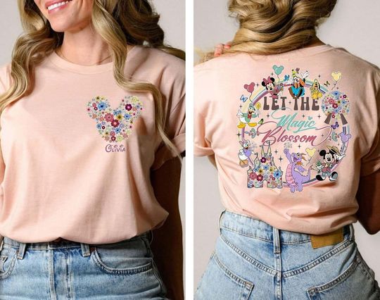 Personalized Disney Mickey And Friends Shirt, Figment Epcot Flower And Garden Double Sided Shirt