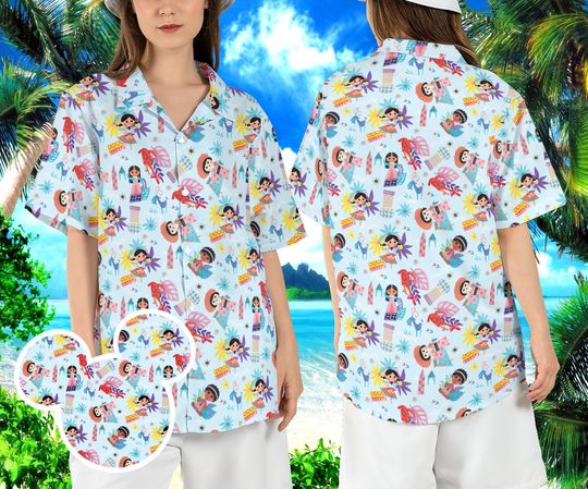 Disneyland Trip Hawaiian Shirt, Disneyworld Princess Hawaii Shirt, WDW Magic Kingdom Beach Aloha Shirt, Tropical Summer Vacay Button Shirt