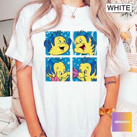 Cute Flounder Portrait Shirt, Disney The Little Mermaid T-Shirt