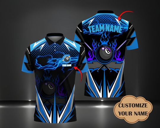 Custom 3D Print Billiard Blue Fire, Billiard Shirt, Gift For Him