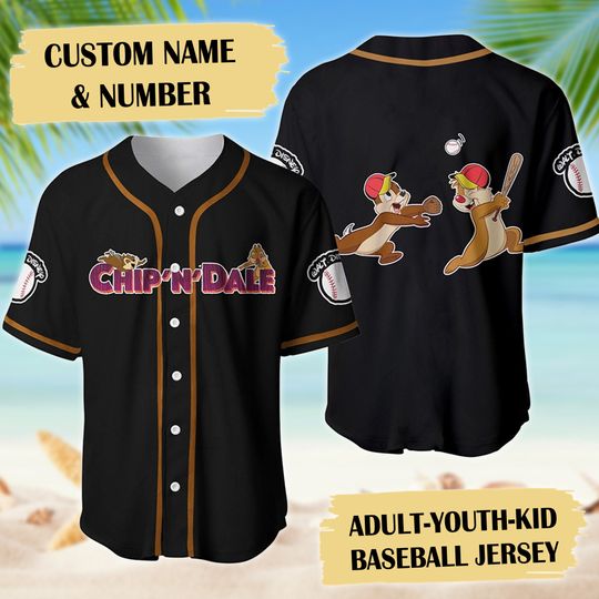 Squirrel Playing Sport Graphic Black Baseball Jersey, Squirrel Baseball Jersey