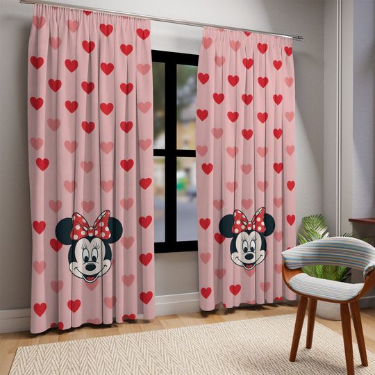 Minnie Mouse Curtains,Pink Curtains,Minnie Mouse Nursery Curtains,Mickey Mouse Decor,Disneyland Curtains