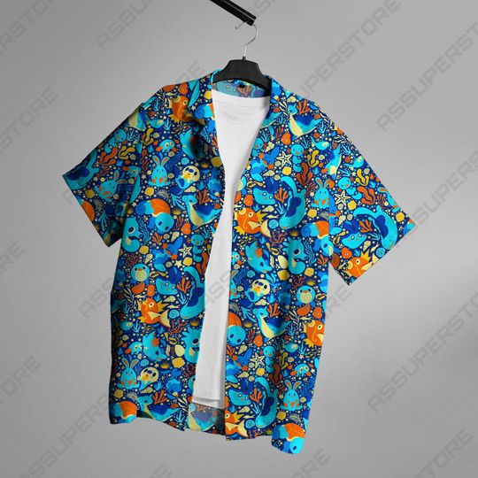 Magikarp Lapras Hawaiian Button Up Shirt Lapras Hawaii Shirt