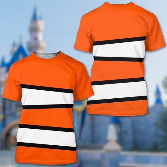 Animated Clownfish Costume Cosplay 3D Shirt, Fish Adventure Halloween Costume Shirt