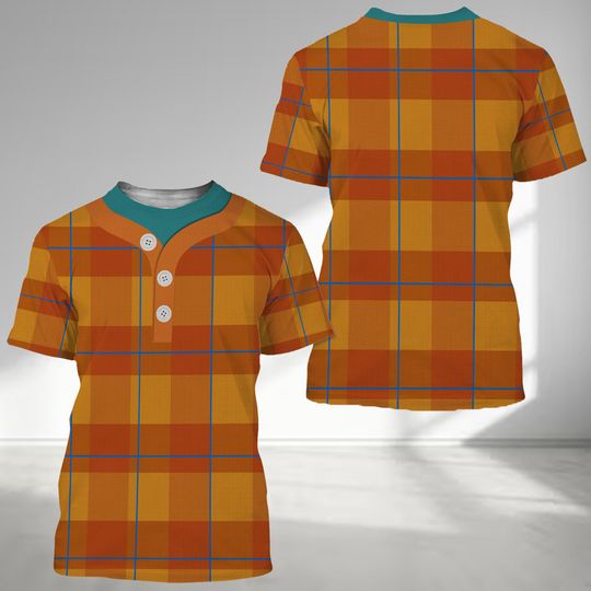 Halloween Costume For Family Group T Shirt, Big Man Orange Checkered All Over Print