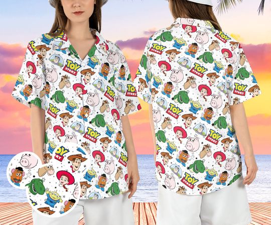 Pixar Toy Story Hawaiian Shirt, Woody Buzz Lightyear Hawaii Shirt, Toy Story Friends Beach Aloha Shirt