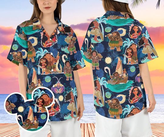 Moana Maui Hawaiian Shirt, Princess Moana Tropical Hawaii Shirt, Moana Beach Aloha Shirt