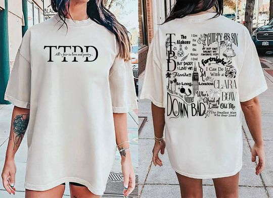 TTPD Taylor Tracklist Album Double Sided Shirt