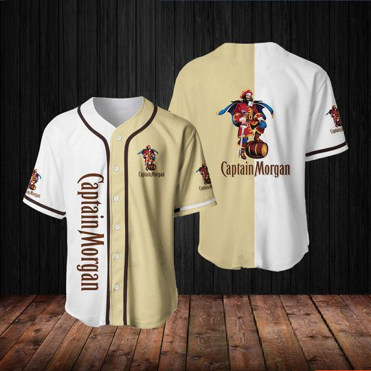 Vintage Beige White Captain Morgan Baseball Jersey