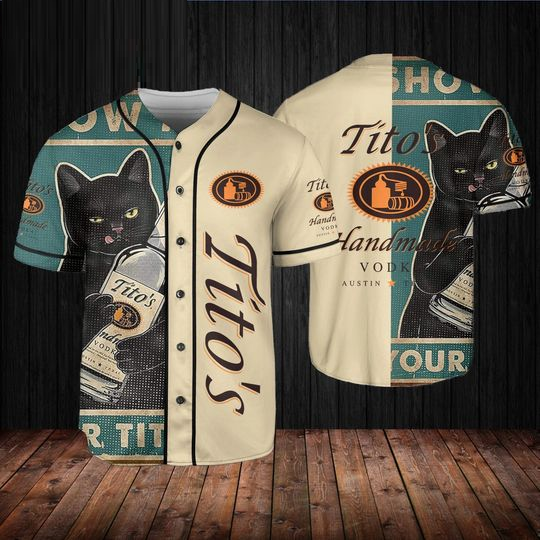 Black Cat Titos Vodka Baseball Jersey