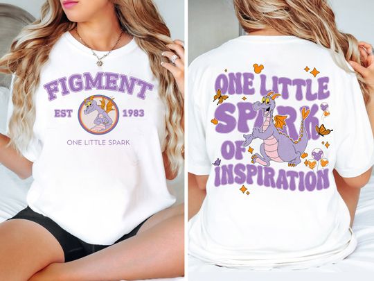 Two-Sided Disney Figment Shirt - One Little Spark of Inspiration Tee, Purple Dragon Holiday Match