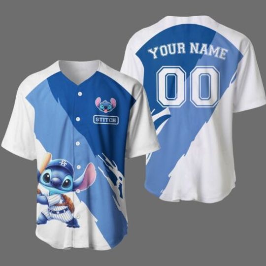 Personalized Funny Stitch Playing Baseball Disney Baseball Jersey
