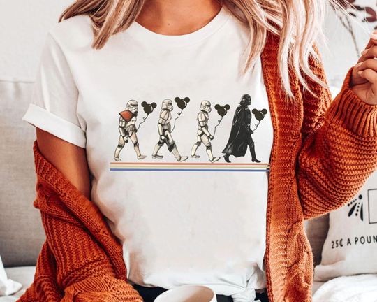 Retro Disney Star Wars Shirt, Darth Vader Stormtrooper With Mickey Balloon T-shirt