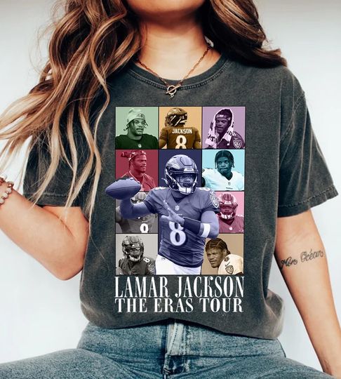 Vintage 90's Lamar Jackson Eras Tour Shirt, Football Fans Shirt