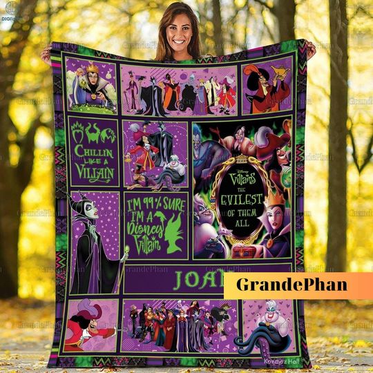 Personalized Villains Blanket Blanket, Evil Queen Maleficent Ursula Blanket, Disney Villain Travel Blanket