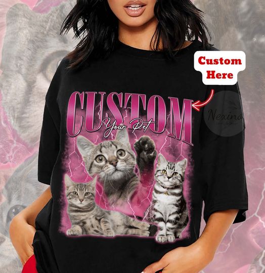 Custom Pet Retro Shirt, Custom Photo - Vintage Graphic 90s T-shirt