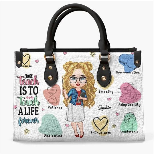 Personalized Leather Bag, Gift For Teacher