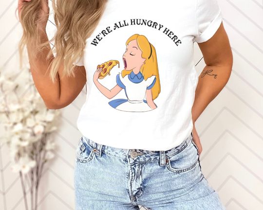 Wonderland Graphic Tee, Pizza Lover T-Shirt, Pizza Graphic Tee, All Mad Here Shirt