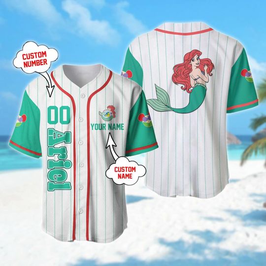 Personalized Mermaid Princess Baseball Player Baseball Jersey