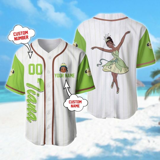 Custom Name & Number Princess With Frog Baseball Jersey