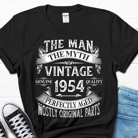 The Man The Myth Vintage 1954 Shirt, 70th Birthday Gift for Him, Built in The 50s Retro Men's T-shirt