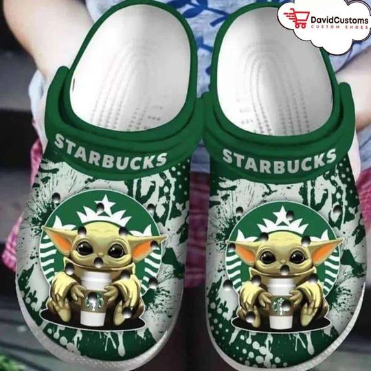 Baby Yoda Hug Starbucks Disney Clogs Shoes