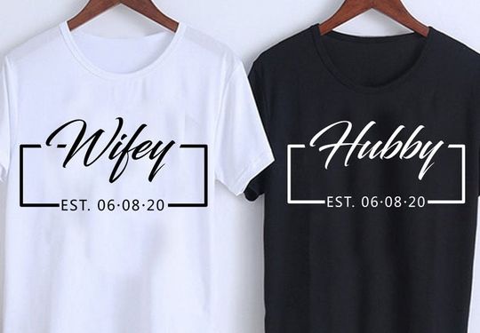 Hubby Wifey Shirts, Honeymoon Shirt, Just Married Shirt, Engagement Shirt, Wedding Shirts