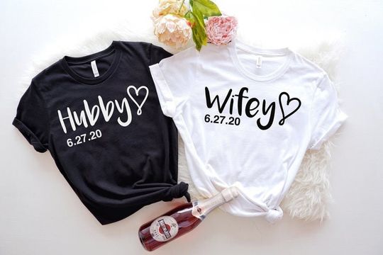 Wifey and Hubby Shirt,Mr and Mrs,Just Married Shirt,Honeymoon Shirt,Wedding Shirt