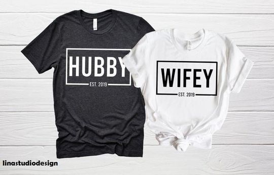 Hubby Wifey Shirts, Honeymoon Shirt, Just Married Shirt, Engagement Shirt, Wedding Shirts