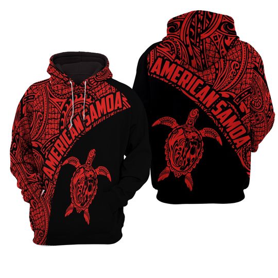 Unisex Novelty Hoodies 3D Printed American Samoa Polynesian Red Pullover , American Samoa Polynesian Red Hoodies