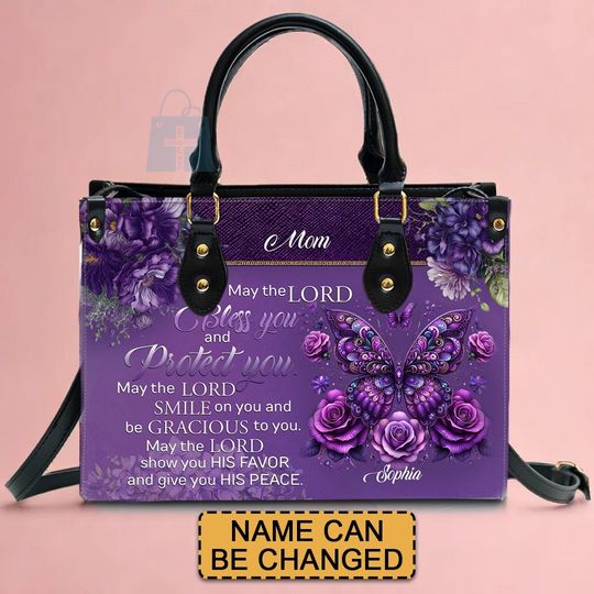 Custom Engraved Leather Handbag - Elegance & Faith Combined