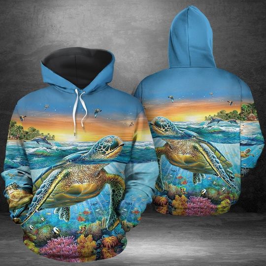 Unisex Sea Turtle Hoodie, Turtle Hoodie, Animal Hoodie, Animal Lover Gift