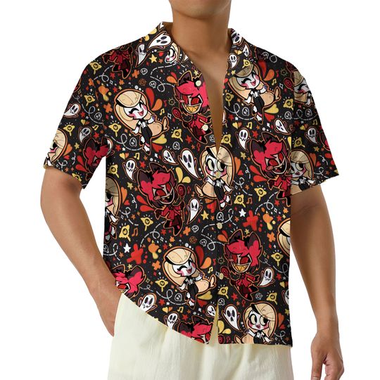 Alastor X Charlie Morningstar Button Up Shirt, Hazbin Hotel Merch