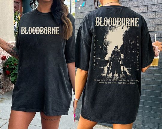 Bloodborne - Hunter And Lamp Messengers Shirt, Bloodborne Retro Tee, 2024 Game Shirt