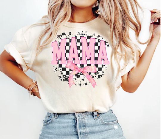 Checkered Mama Coquette Shirt, Gift For Her, Mother's Day Gift