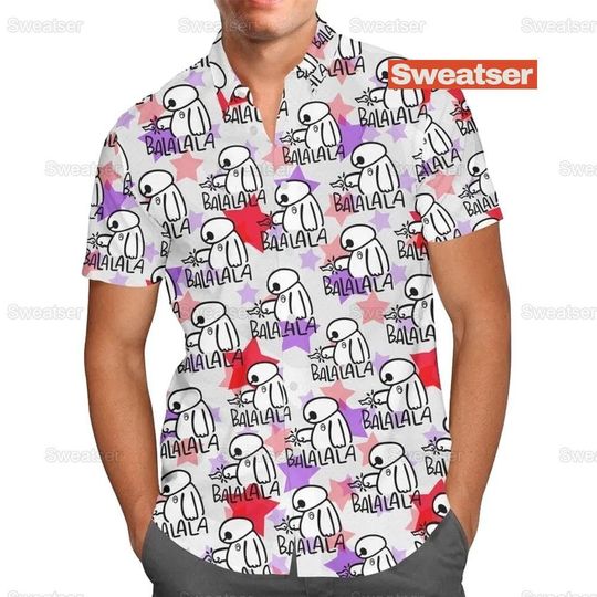 Baymax Balala Big Hero Disney Hawaiian Shirt, Retro Big Hero Summer Beach Hawaiian Shirt